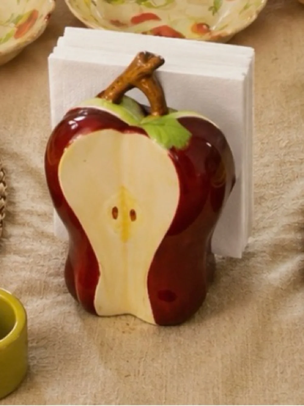 Large Apple Napkins Holder Porcelain Ceramics